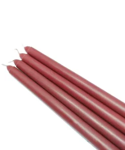 Indoor Christmas Decorations Zest Candle 12 In. Burgundy Taper Candles (12-Set)