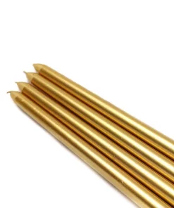 Indoor Christmas Decorations Zest Candle 12 In. Metallic Gold Taper Candles (12-Set)