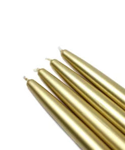 Indoor Christmas Decorations Zest Candle 6 In. Metallic Gold Taper Candles (12-Set)