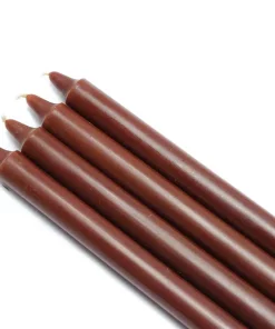 Indoor Christmas Decorations Zest Candle 10 In. Brown Straight Taper Candles (12-Set)