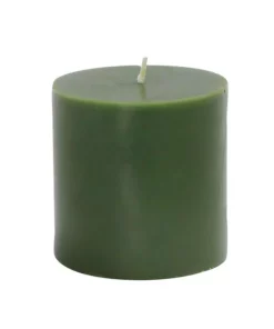 Indoor Christmas Decorations Zest Candle 3 In. X 3 In. Hunter Green Pillar Candles Bulk (12-Case)