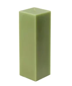Indoor Christmas Decorations Zest Candle 3 In. X 9 In. Sage Green Square Pillar Candle Bulk (12-Box)