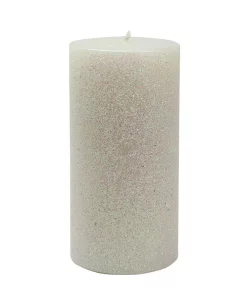 Indoor Christmas Decorations Zest Candle 3 In. X 6 In. Metallic White Glitter Pillar Candle Bulk (12-Box)