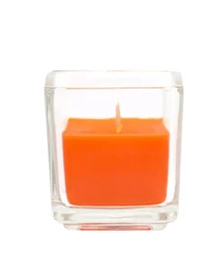 Indoor Christmas Decorations Zest Candle 2 In. Orange Square Glass Votive Candles (12-Box)